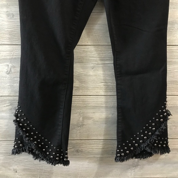 INC International Concepts Women's Black Fringed Jeans - Picture 2 of 10